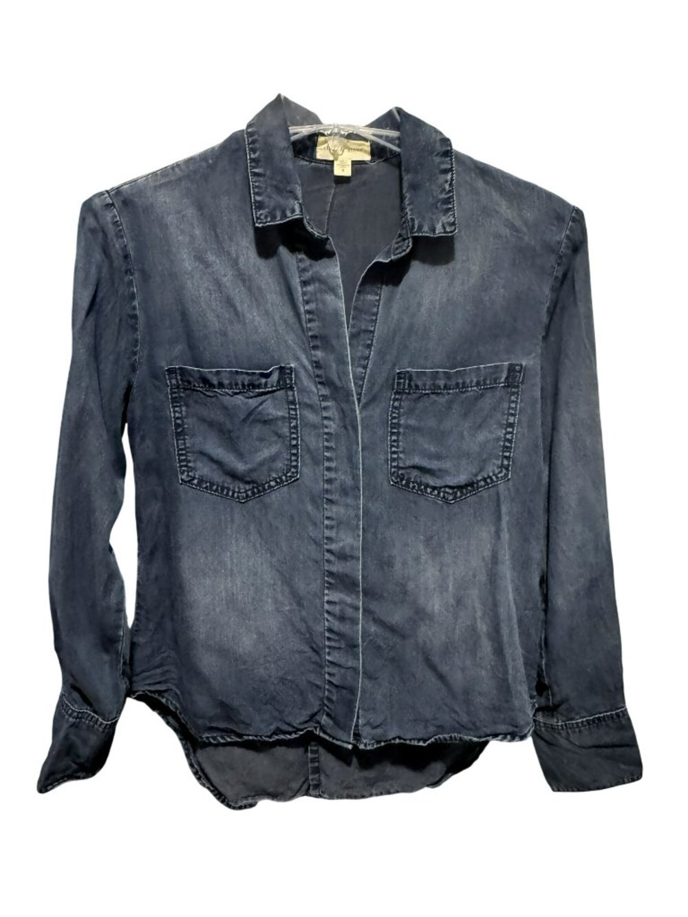 Cloth & Stone Anthropologie Shirt Split Back Button Down Tencel Hi-Low Womens Sm